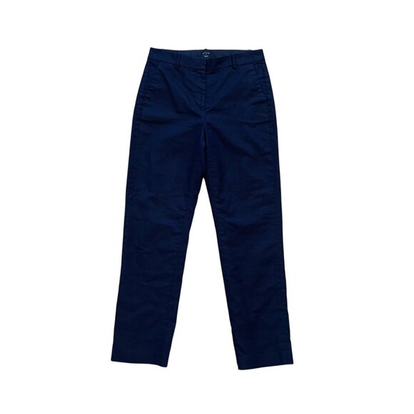 NWOT J. Crew Navy Linen Blend Kallie Pants / Trousers Straight Leg, Size 8 Tall - Picture 1 of 14